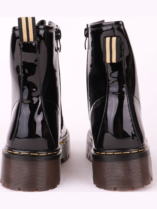 Stiefeletten Damen aus Lackleder Schwarz