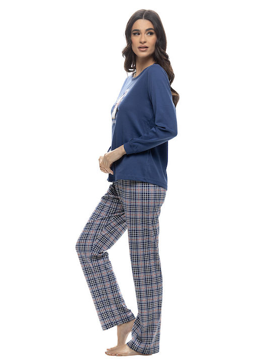 Galaxy Women's Winter Cotton Pajamas "snow It All"-811-24 Blue Raf