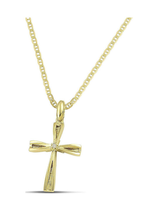 Themelidis Jewels Γυναικείος Χρυσός Σταυρός 14Κ Διπλής Όψης χωρίς Αλυσίδα