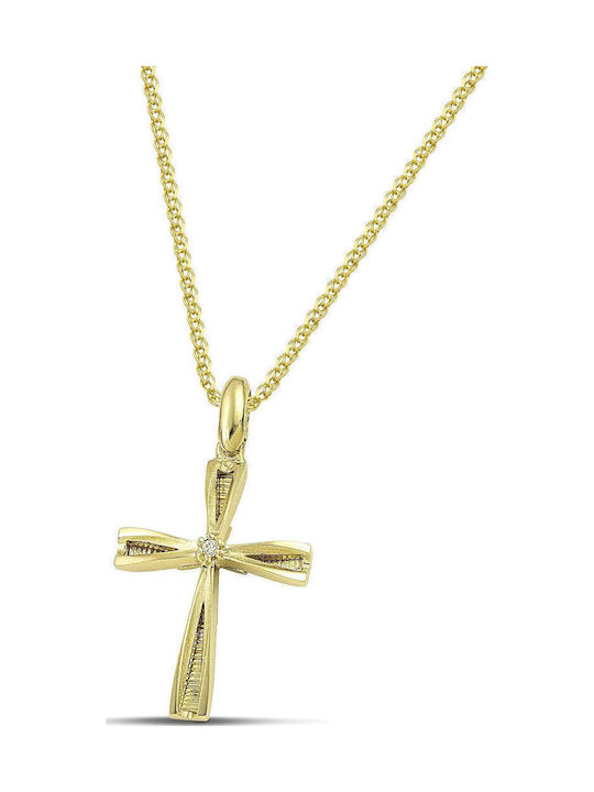 Themelidis Jewels Γυναικείος Χρυσός Σταυρός 14Κ Διπλής Όψης χωρίς Αλυσίδα