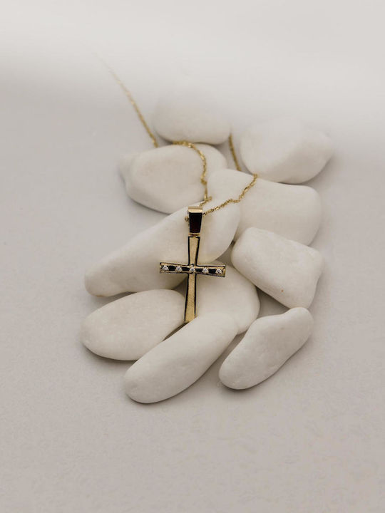 Themelidis Jewels Γυναικείος Χρυσός Σταυρός 14Κ Διπλής Όψης χωρίς Αλυσίδα