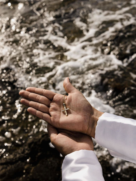 Themelidis Jewels Γυναικείος Χρυσός Σταυρός 14Κ Διπλής Όψης χωρίς Αλυσίδα