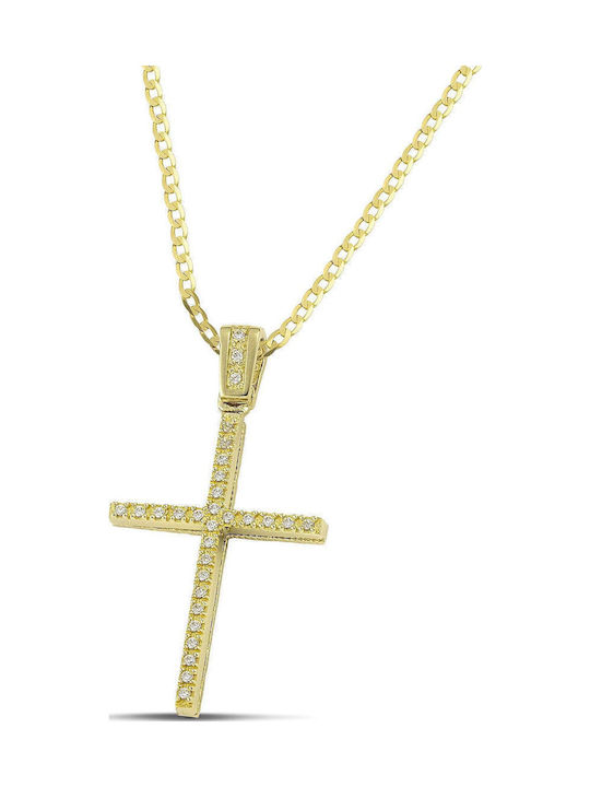 Themelidis Jewels Women's Gold Cross 14K Double Sided