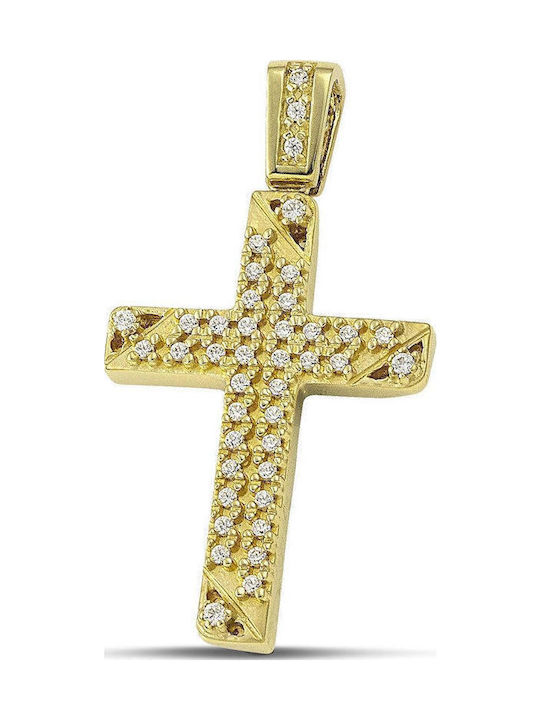 Themelidis Jewels Γυναικείος Χρυσός Σταυρός 14Κ Διπλής Όψης χωρίς Αλυσίδα