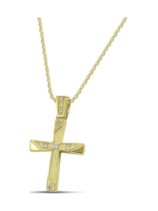 Themelidis Jewels Γυναικείος Χρυσός Σταυρός 14Κ Διπλής Όψης χωρίς Αλυσίδα