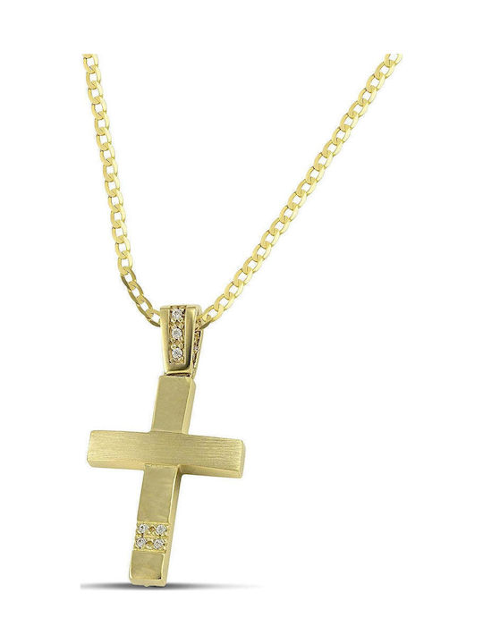 Themelidis Jewels Γυναικείος Χρυσός Σταυρός 14Κ Διπλής Όψης χωρίς Αλυσίδα