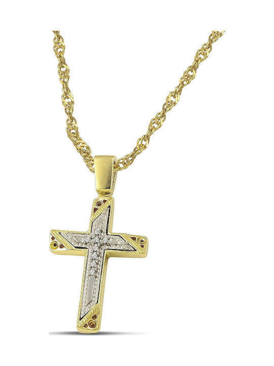 Themelidis Jewels Γυναικείος Χρυσός Σταυρός 14Κ Διπλής Όψης χωρίς Αλυσίδα