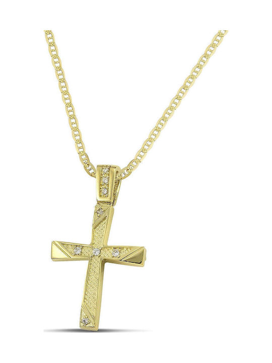 Themelidis Jewels Γυναικείος Χρυσός Σταυρός 14Κ Διπλής Όψης χωρίς Αλυσίδα