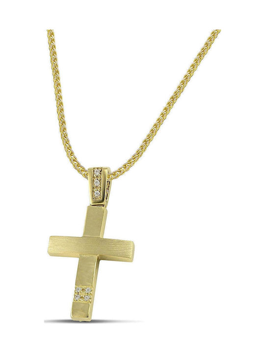 Themelidis Jewels Γυναικείος Χρυσός Σταυρός 14Κ Διπλής Όψης χωρίς Αλυσίδα
