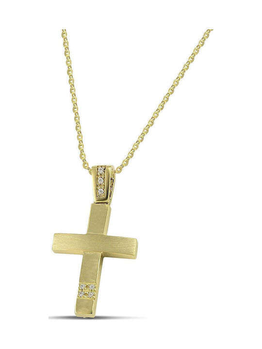 Themelidis Jewels Γυναικείος Χρυσός Σταυρός 14Κ Διπλής Όψης χωρίς Αλυσίδα