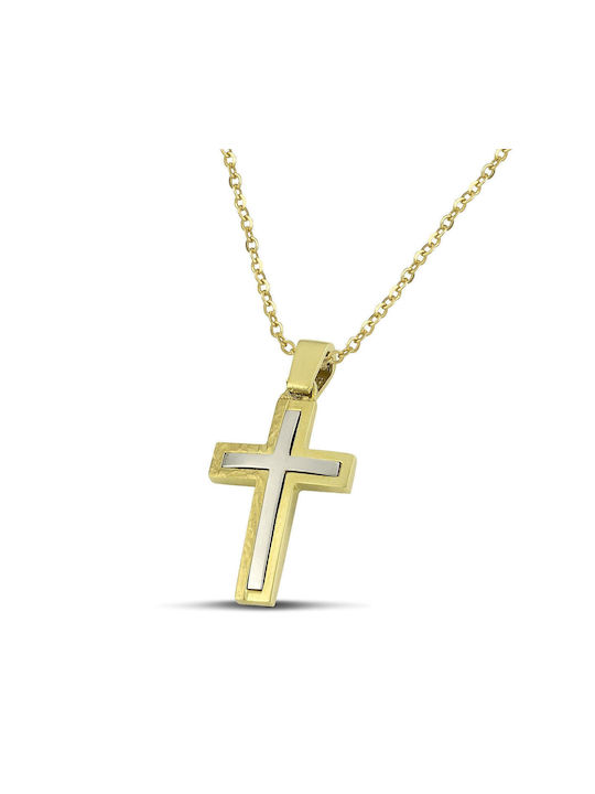 Themelidis Jewels Herren Gold Kreuz 14K Beidseitig mit dem Gekreuzigten