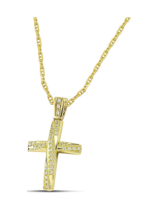 Themelidis Jewels Women's Gold Cross 14K Double Sided