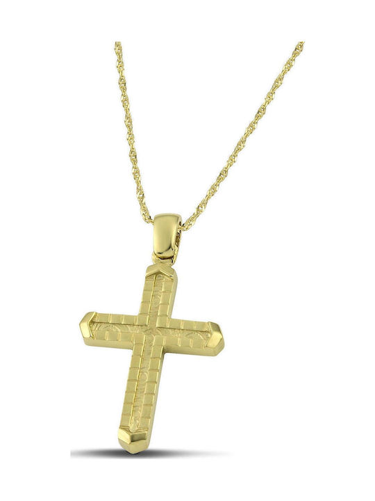 Themelidis Jewels Ανδρικός Χρυσός Σταυρός 14Κ με Αλυσίδα