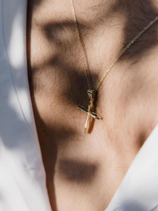 Themelidis Jewels Ανδρικός Χρυσός Σταυρός 14Κ με Αλυσίδα
