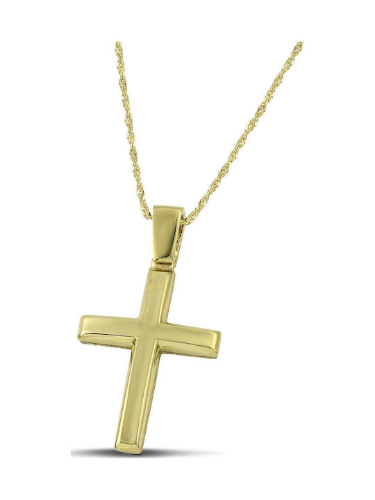 Themelidis Jewels Ανδρικός Χρυσός Σταυρός 14Κ Διπλής Όψης χωρίς Αλυσίδα