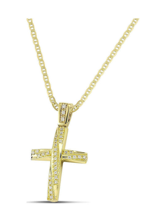 Themelidis Jewels Women's Gold Cross 14K Double Sided