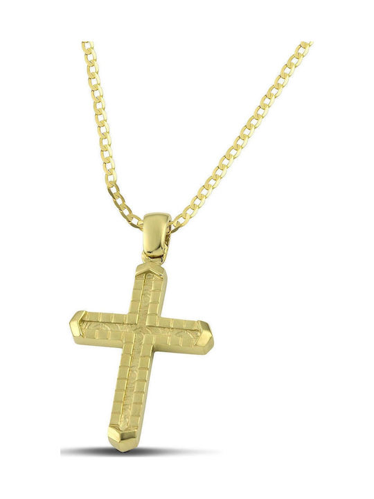Themelidis Jewels Ανδρικός Χρυσός Σταυρός 14Κ με Αλυσίδα