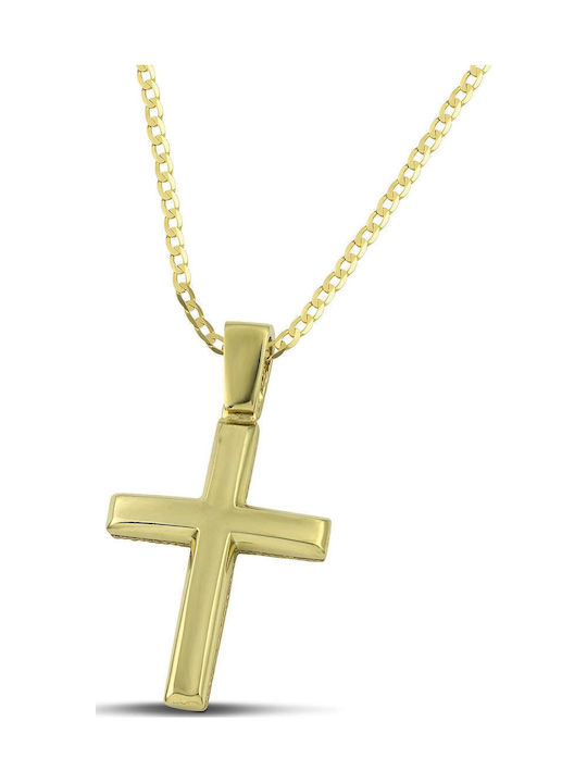 Themelidis Jewels Ανδρικός Χρυσός Σταυρός 14Κ Διπλής Όψης χωρίς Αλυσίδα
