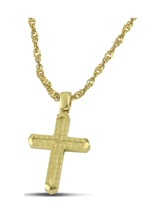 Themelidis Jewels Ανδρικός Χρυσός Σταυρός 14Κ με Αλυσίδα