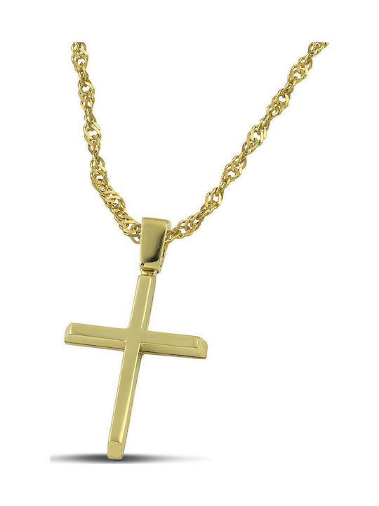 Themelidis Jewels Ανδρικός Χρυσός Σταυρός 14Κ Διπλής Όψης χωρίς Αλυσίδα