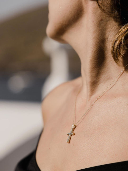 Themelidis Jewels Γυναικείος Χρυσός Σταυρός 14Κ Διπλής Όψης χωρίς Αλυσίδα