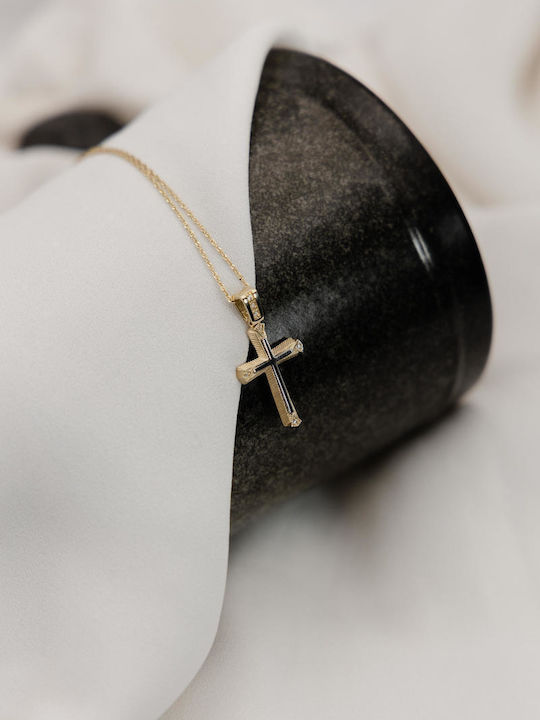 Themelidis Jewels Γυναικείος Χρυσός Σταυρός 14Κ Διπλής Όψης χωρίς Αλυσίδα