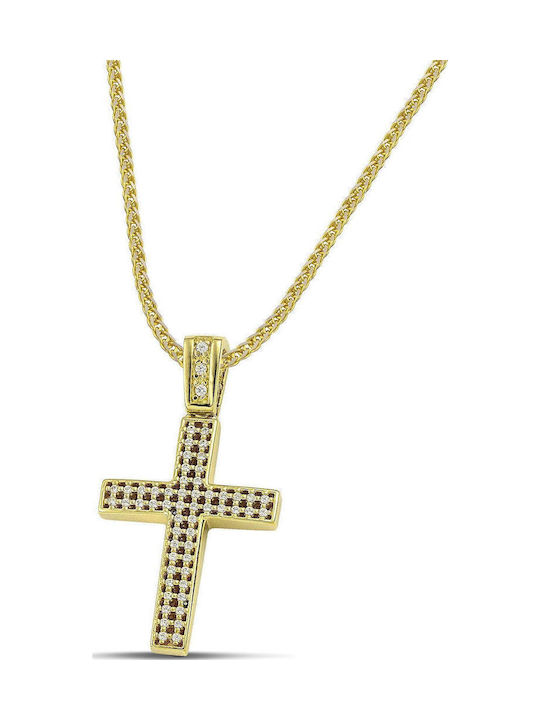 Themelidis Jewels Γυναικείος Χρυσός Σταυρός 14Κ Διπλής Όψης χωρίς Αλυσίδα