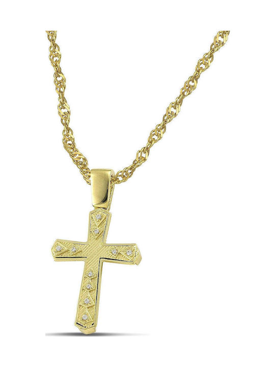 Themelidis Jewels Γυναικείος Χρυσός Σταυρός 14Κ Διπλής Όψης χωρίς Αλυσίδα