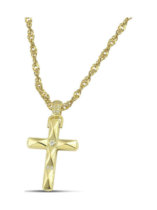 Themelidis Jewels Γυναικείος Χρυσός Σταυρός 14Κ Διπλής Όψης χωρίς Αλυσίδα