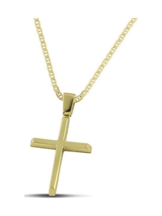 Themelidis Jewels Ανδρικός Χρυσός Σταυρός 14Κ Διπλής Όψης χωρίς Αλυσίδα