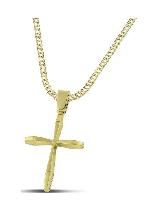 Themelidis Jewels Ανδρικός Χρυσός Σταυρός 14Κ με Αλυσίδα