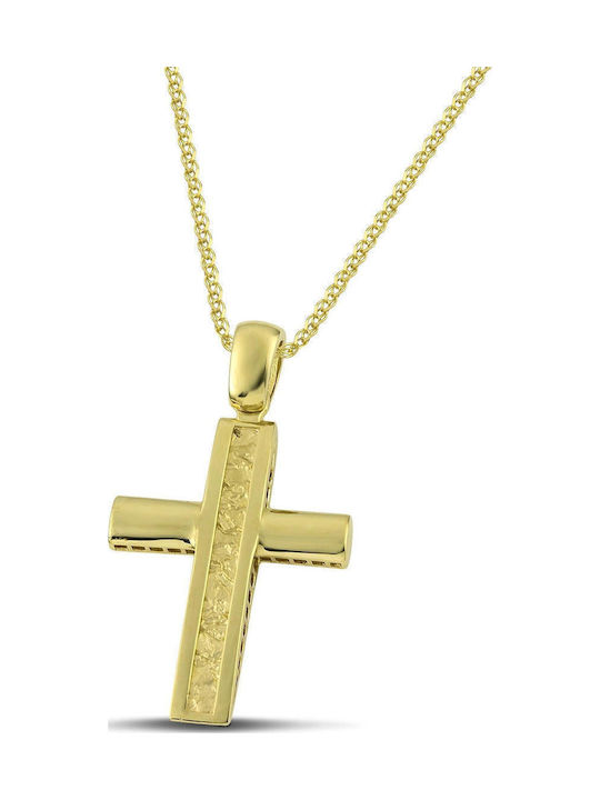 Themelidis Jewels Ανδρικός Χρυσός Σταυρός 14Κ Διπλής Όψης χωρίς Αλυσίδα
