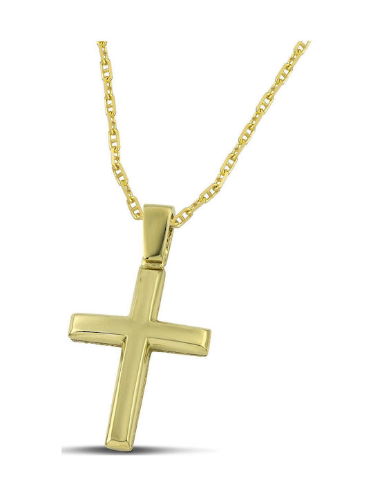 Themelidis Jewels Ανδρικός Χρυσός Σταυρός 14Κ Διπλής Όψης χωρίς Αλυσίδα
