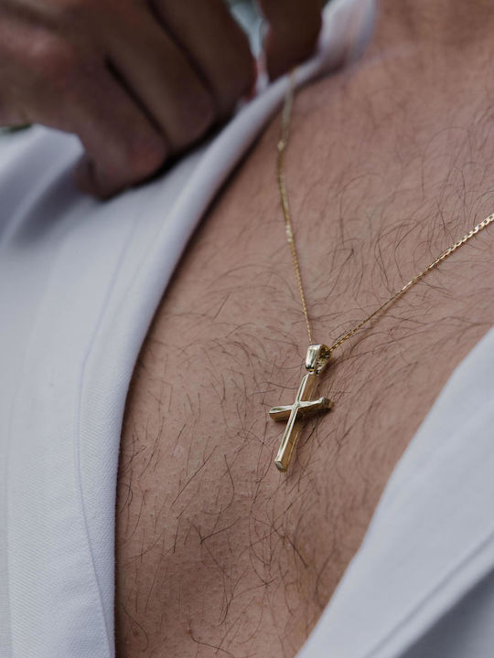 Themelidis Jewels Ανδρικός Χρυσός Σταυρός 14Κ Διπλής Όψης χωρίς Αλυσίδα