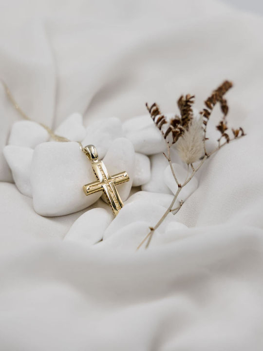Themelidis Jewels Ανδρικός Χρυσός Σταυρός 14Κ Διπλής Όψης χωρίς Αλυσίδα