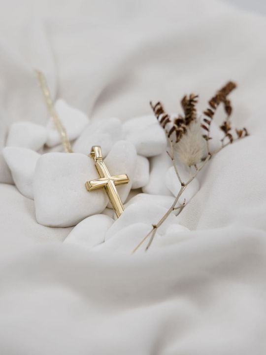 Themelidis Jewels Ανδρικός Χρυσός Σταυρός 14Κ Διπλής Όψης χωρίς Αλυσίδα