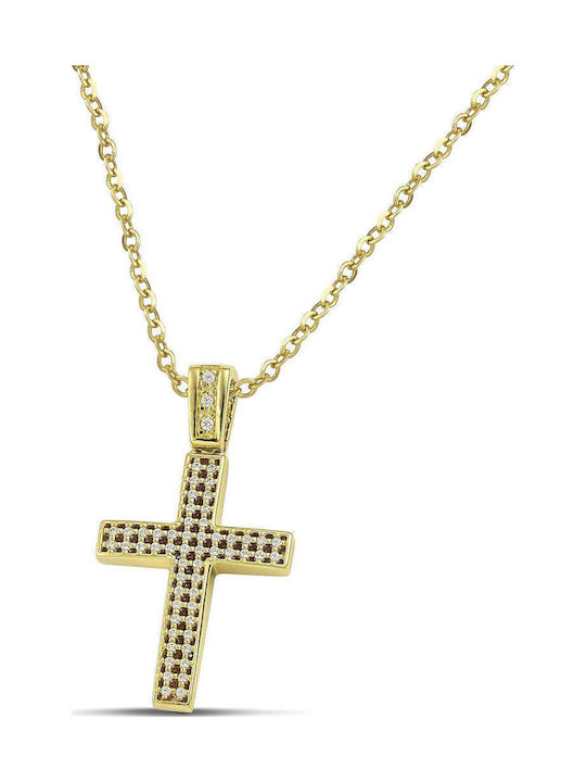 Themelidis Jewels Γυναικείος Χρυσός Σταυρός 14Κ Διπλής Όψης χωρίς Αλυσίδα