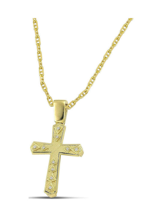 Themelidis Jewels Γυναικείος Χρυσός Σταυρός 14Κ Διπλής Όψης χωρίς Αλυσίδα