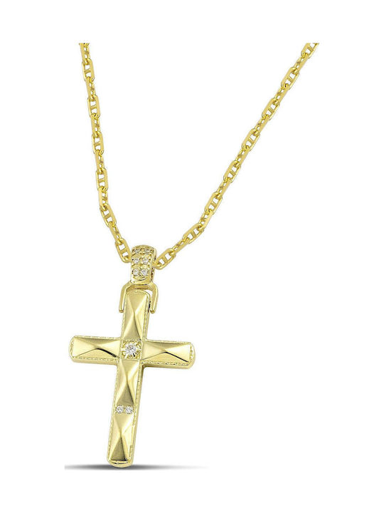 Themelidis Jewels Γυναικείος Χρυσός Σταυρός 14Κ Διπλής Όψης χωρίς Αλυσίδα