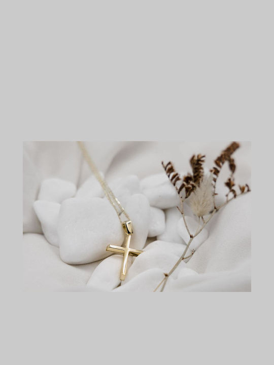 Themelidis Jewels Ανδρικός Χρυσός Σταυρός 14Κ Διπλής Όψης χωρίς Αλυσίδα