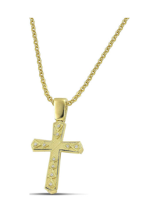Themelidis Jewels Γυναικείος Χρυσός Σταυρός 14Κ Διπλής Όψης χωρίς Αλυσίδα