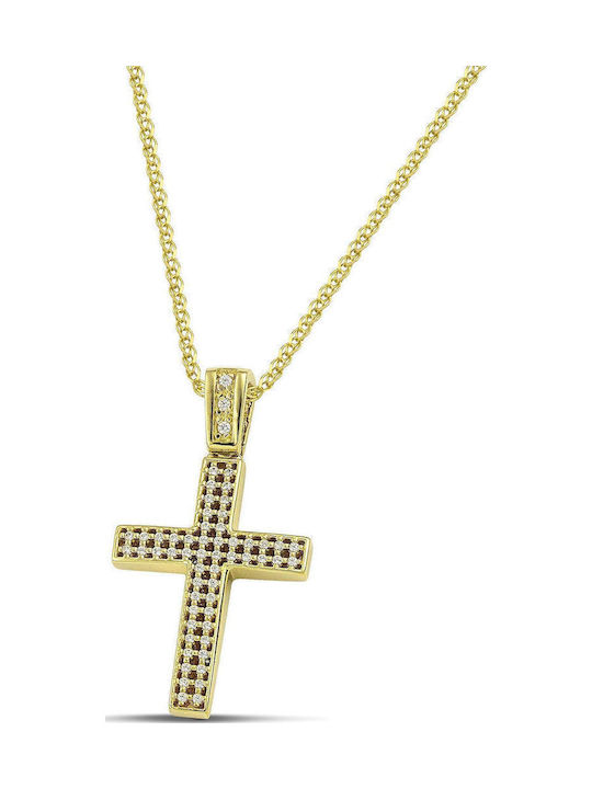 Themelidis Jewels Γυναικείος Χρυσός Σταυρός 14Κ Διπλής Όψης χωρίς Αλυσίδα
