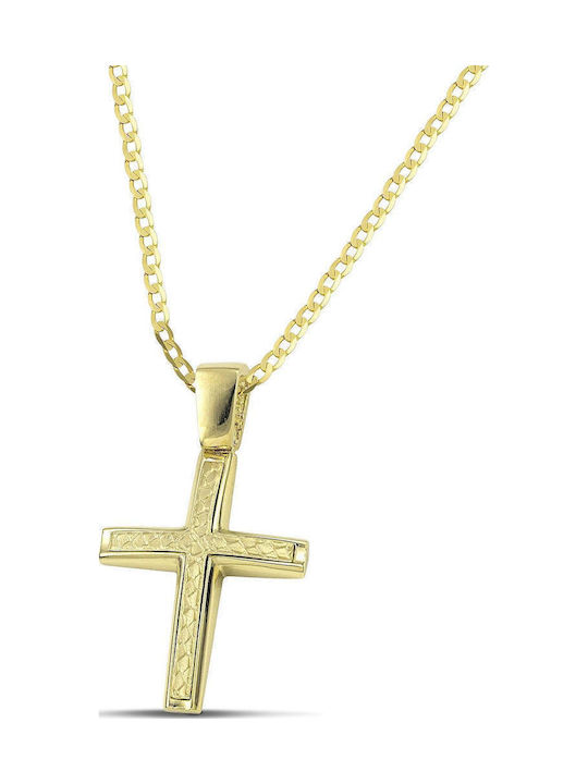 Themelidis Jewels Ανδρικός Χρυσός Σταυρός 14Κ Διπλής Όψης χωρίς Αλυσίδα