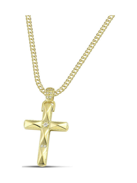 Themelidis Jewels Γυναικείος Χρυσός Σταυρός 14Κ Διπλής Όψης χωρίς Αλυσίδα