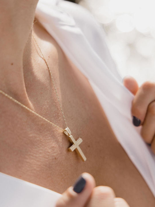 Themelidis Jewels Γυναικείος Χρυσός Σταυρός 14Κ Διπλής Όψης χωρίς Αλυσίδα