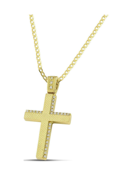 Themelidis Jewels Γυναικείος Χρυσός Σταυρός 14Κ Διπλής Όψης χωρίς Αλυσίδα