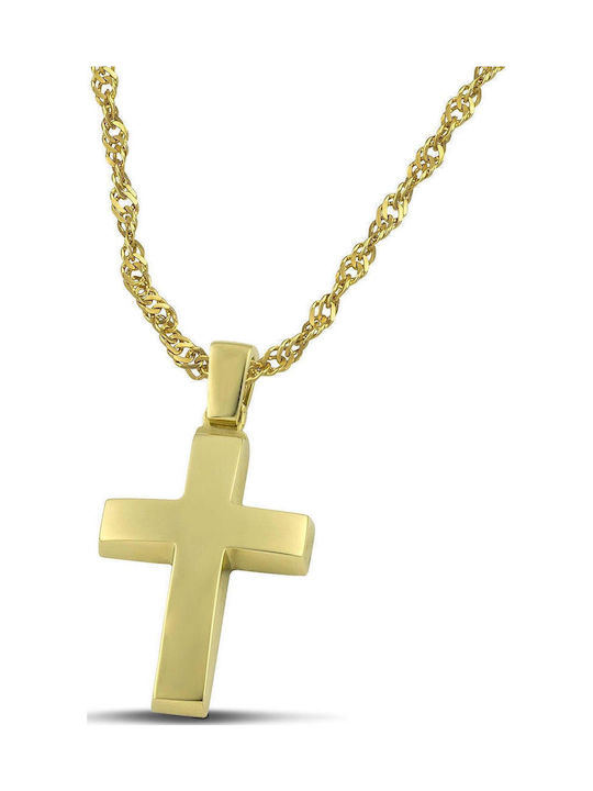 Themelidis Jewels Ανδρικός Χρυσός Σταυρός 14Κ Διπλής Όψης χωρίς Αλυσίδα