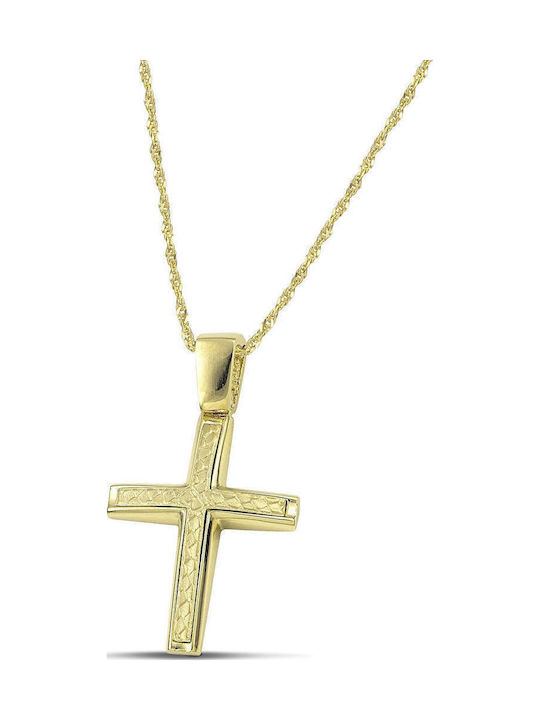 Themelidis Jewels Ανδρικός Χρυσός Σταυρός 14Κ Διπλής Όψης χωρίς Αλυσίδα
