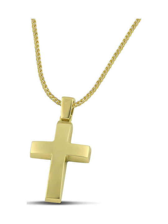 Themelidis Jewels Ανδρικός Χρυσός Σταυρός 14Κ Διπλής Όψης χωρίς Αλυσίδα