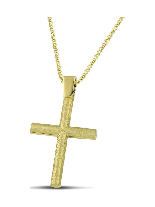 Themelidis Jewels Ανδρικός Χρυσός Σταυρός 14Κ Διπλής Όψης χωρίς Αλυσίδα